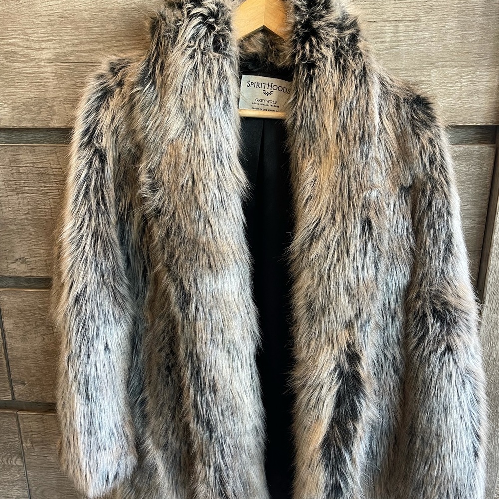 Spirithood Grey Wolf Faux Fur Jacket